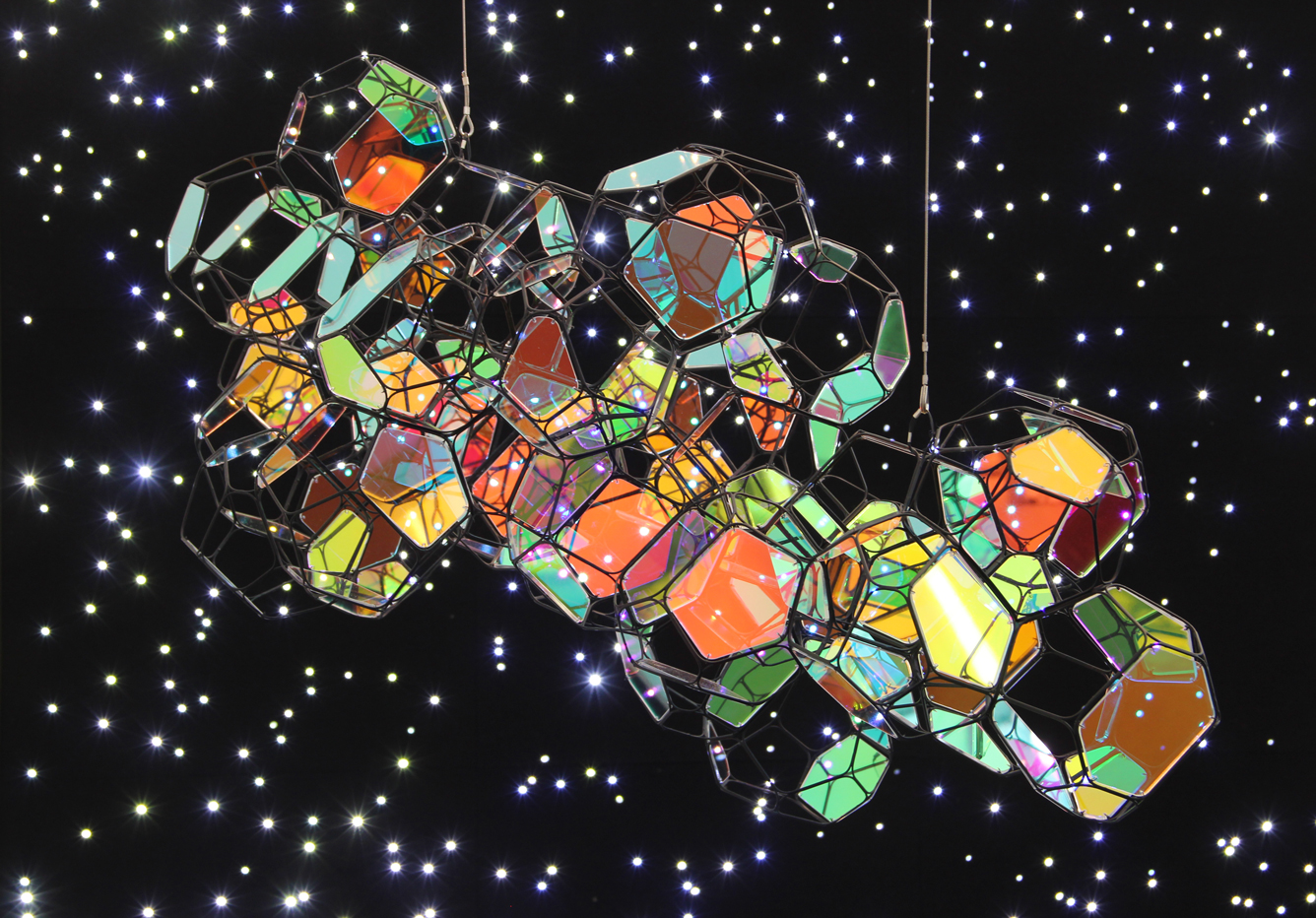 Asperitas / M+I by Tomas Saraceno in front of Night Sky: E.T. From Pluto by Angela Bulloch, at Esther Schipper