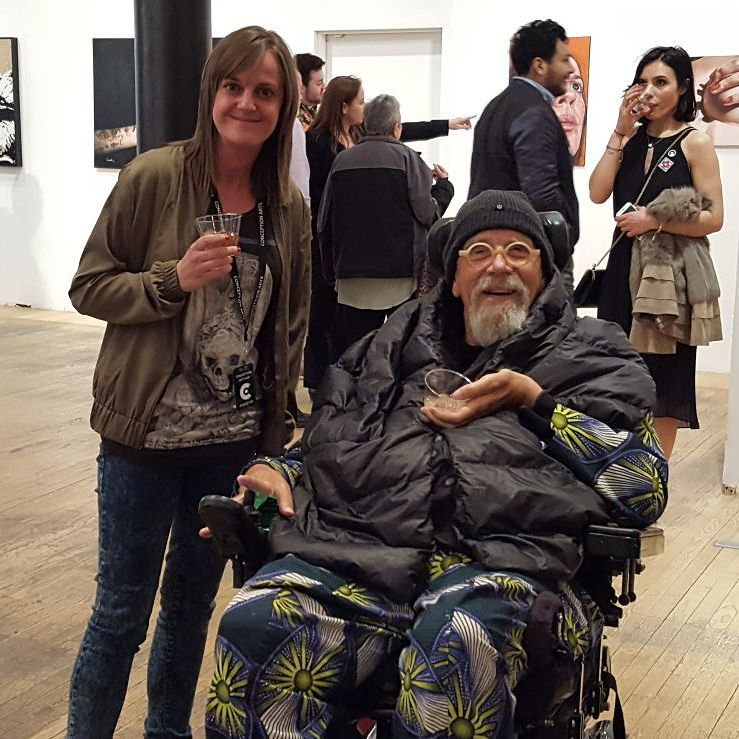 Artist Emma Worth with Chuck Close