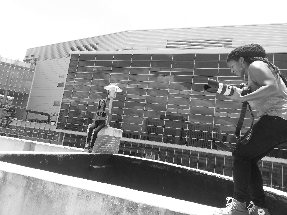 Artist Kam Ridley on assignment for a fashion photography shoot