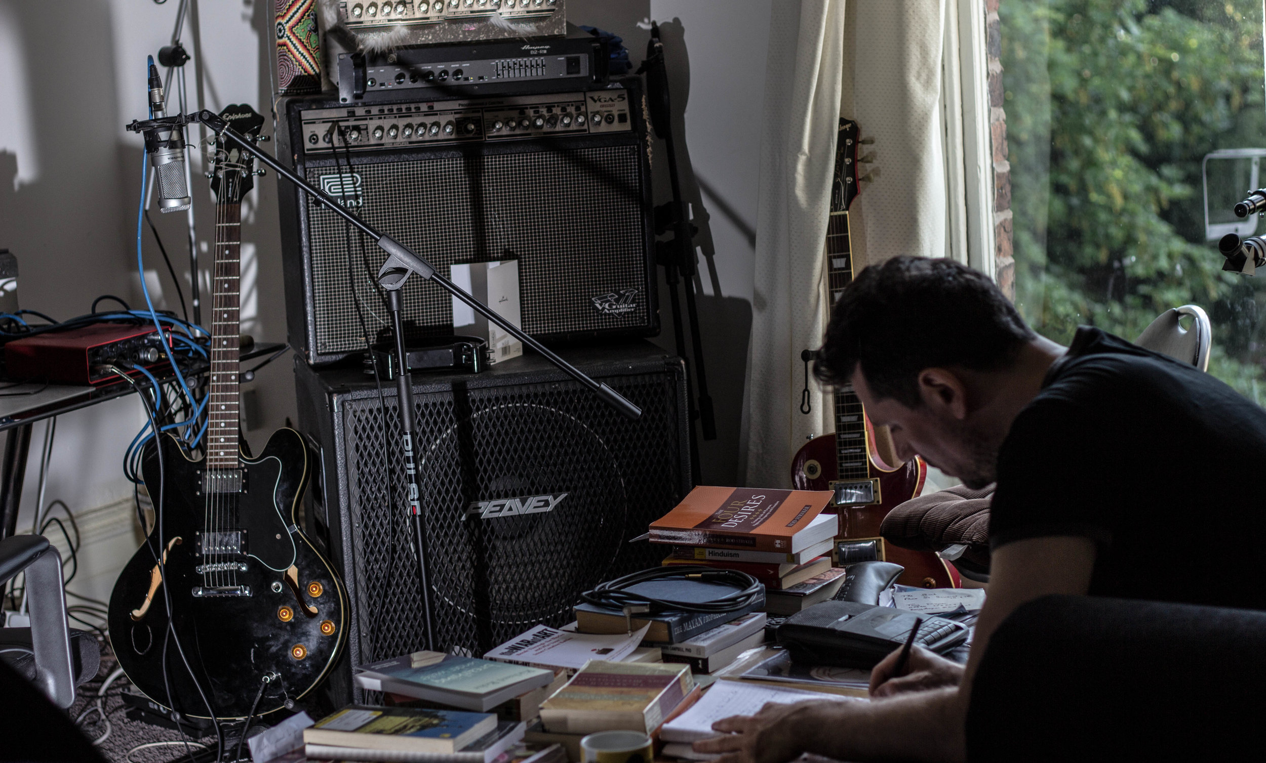 David Barnicle. Liverpool songwriter at home composing and recording new material.
