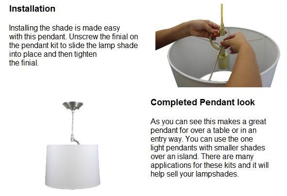 Lampshade Pendant Kits The Lighting Guy Ontario Lampshade Pendant Kits The Lighting