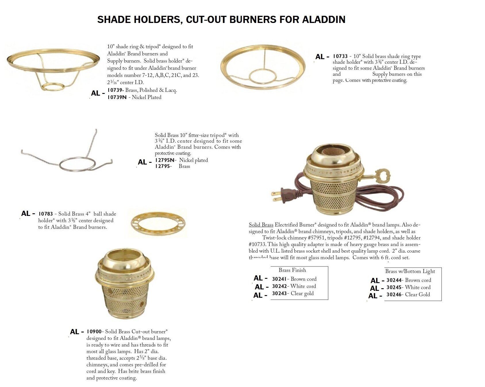 B GENUINE ALADDIN  10 inch Nickel Ring Shade Holder alladin oil lamp 7 to 23a 