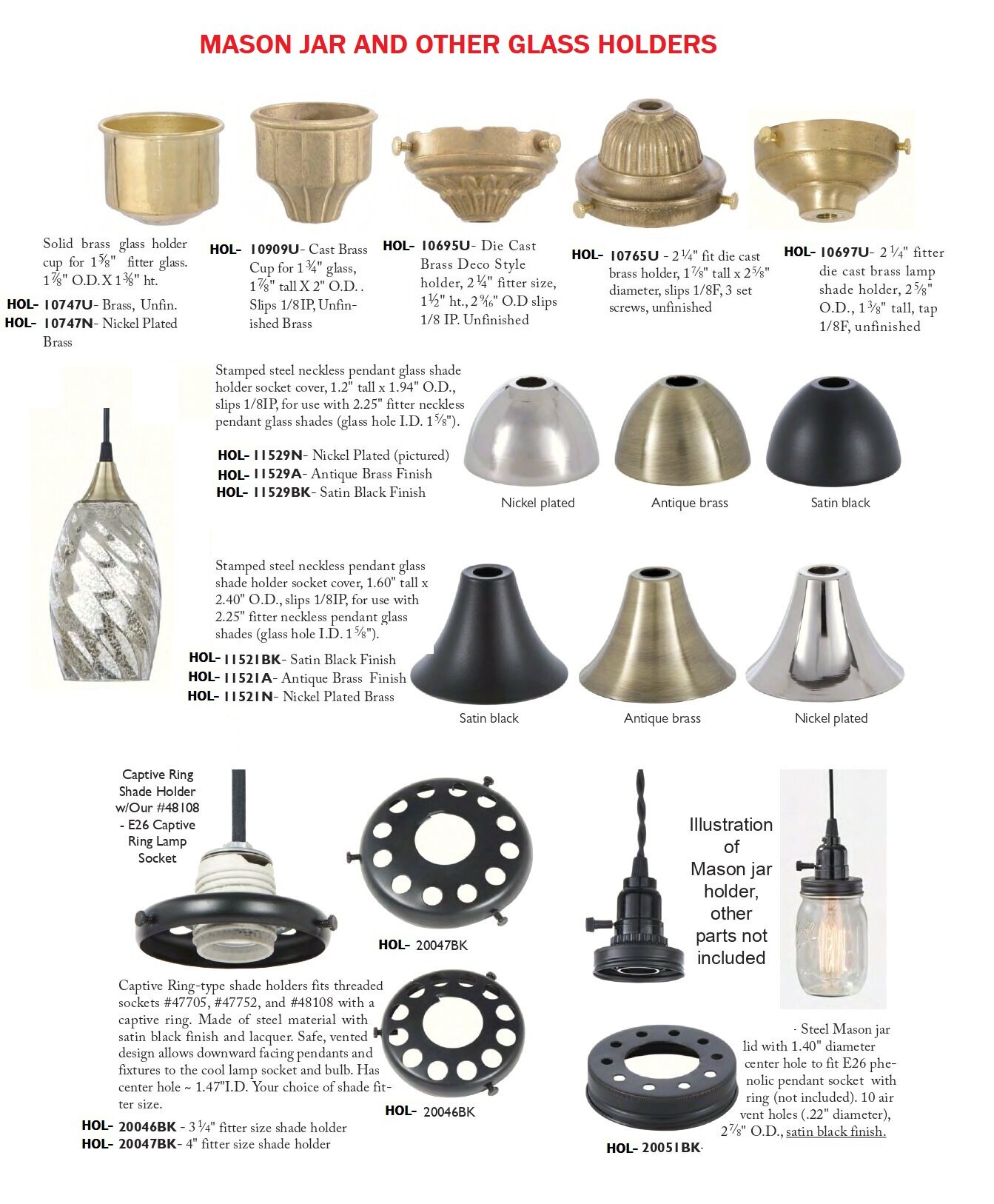 Brass Ring Shade Lamp Fitters Holders Lamp Parts 