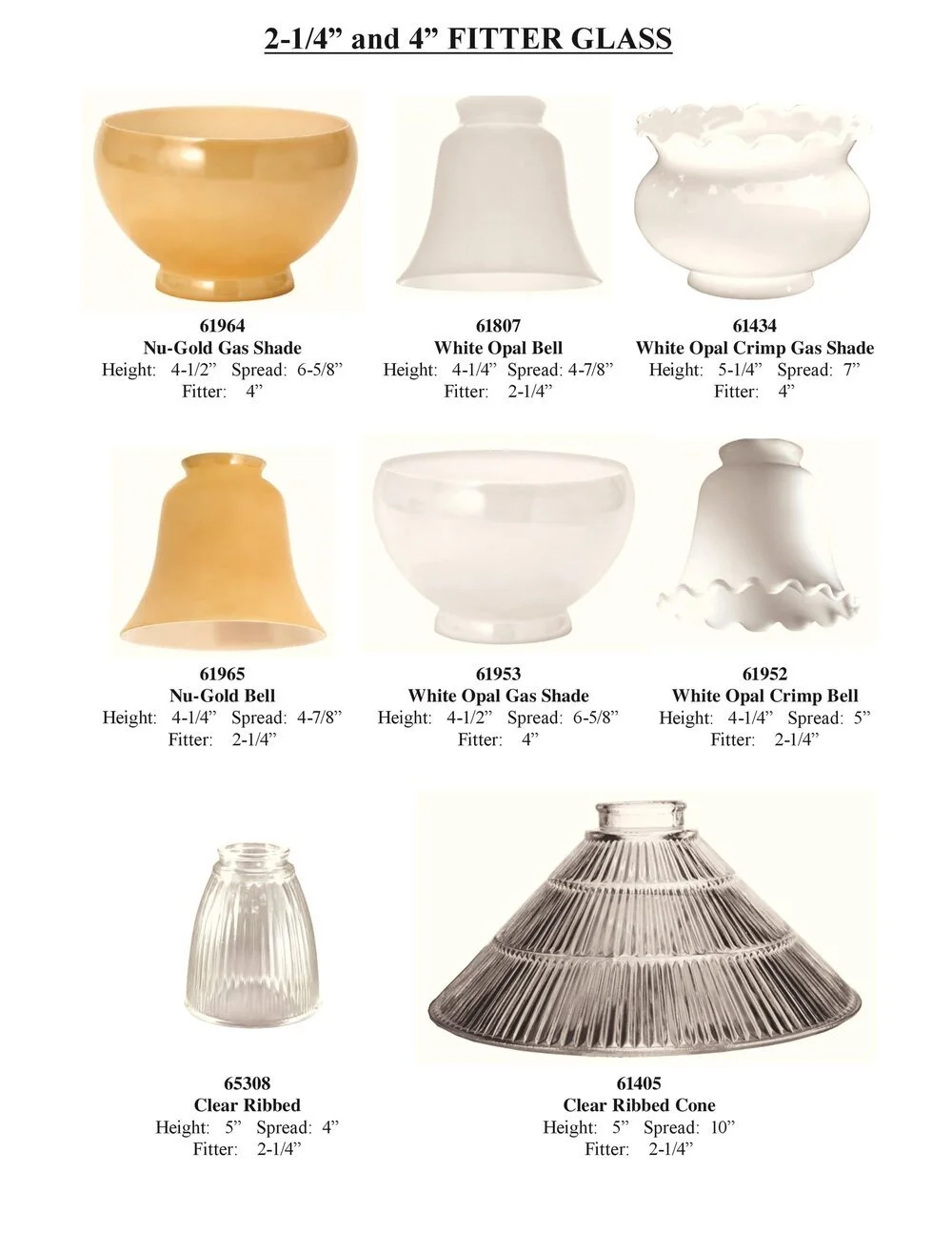 Glass Shade Types 2-1/4 inch Fitter Glass Shades