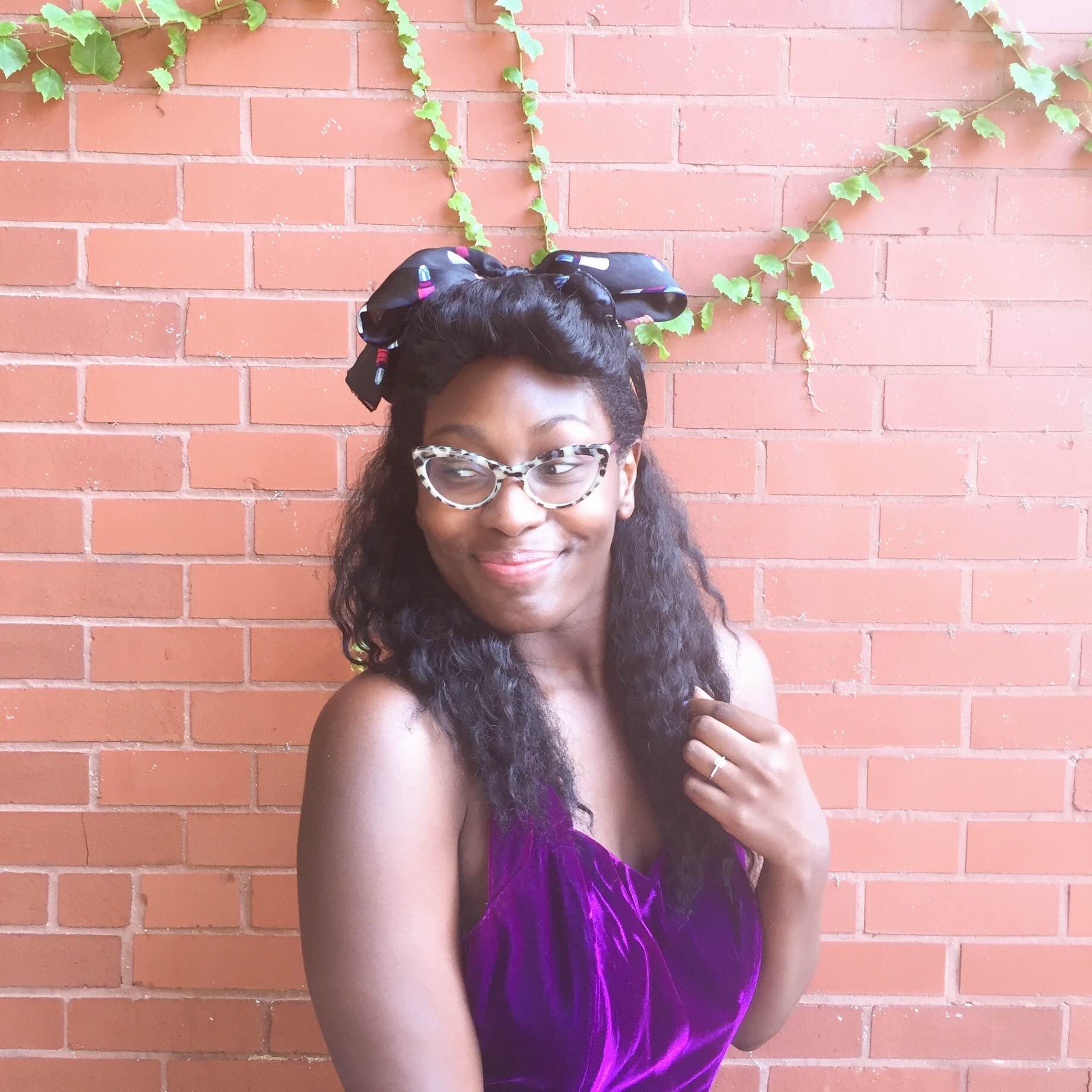 Bear with me I'm still getting used to posing and being model-esque lol / Lipstick Printed Vintage Silk Scarf: Pearled Shoebox , $15
