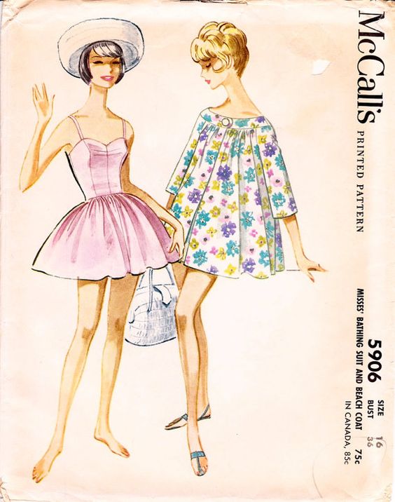 1961 McCalls swimsuit pattern....isnt her hat adorbs??