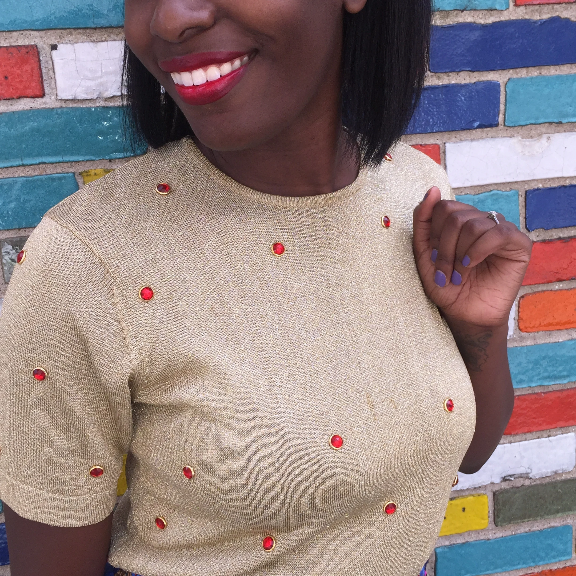 Gilded Rose Blouse, Pearled Shoebox Vintage , $26