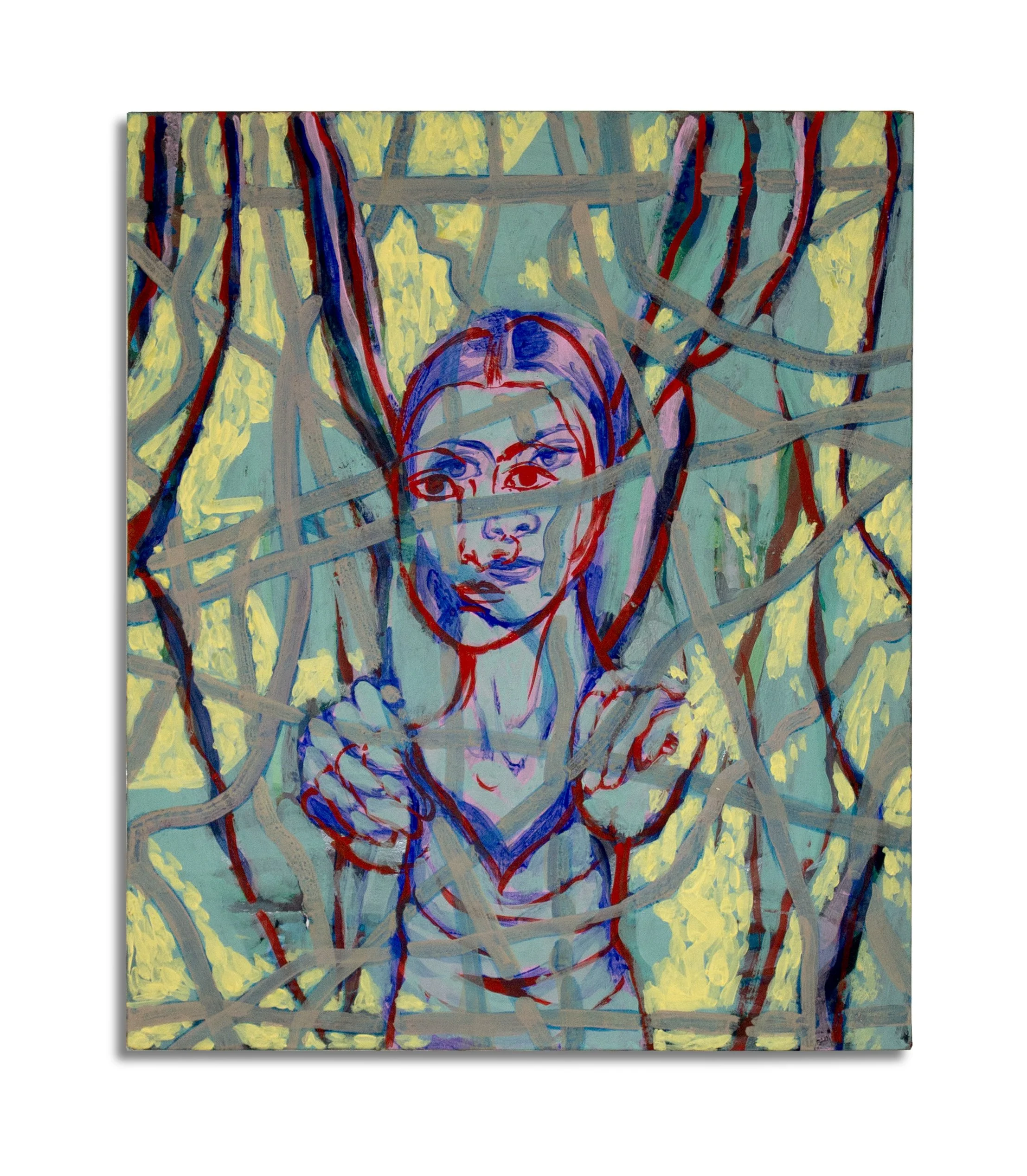 Interrupted Gaze, 20x24", acrylic on paper, stretched over wooden board.