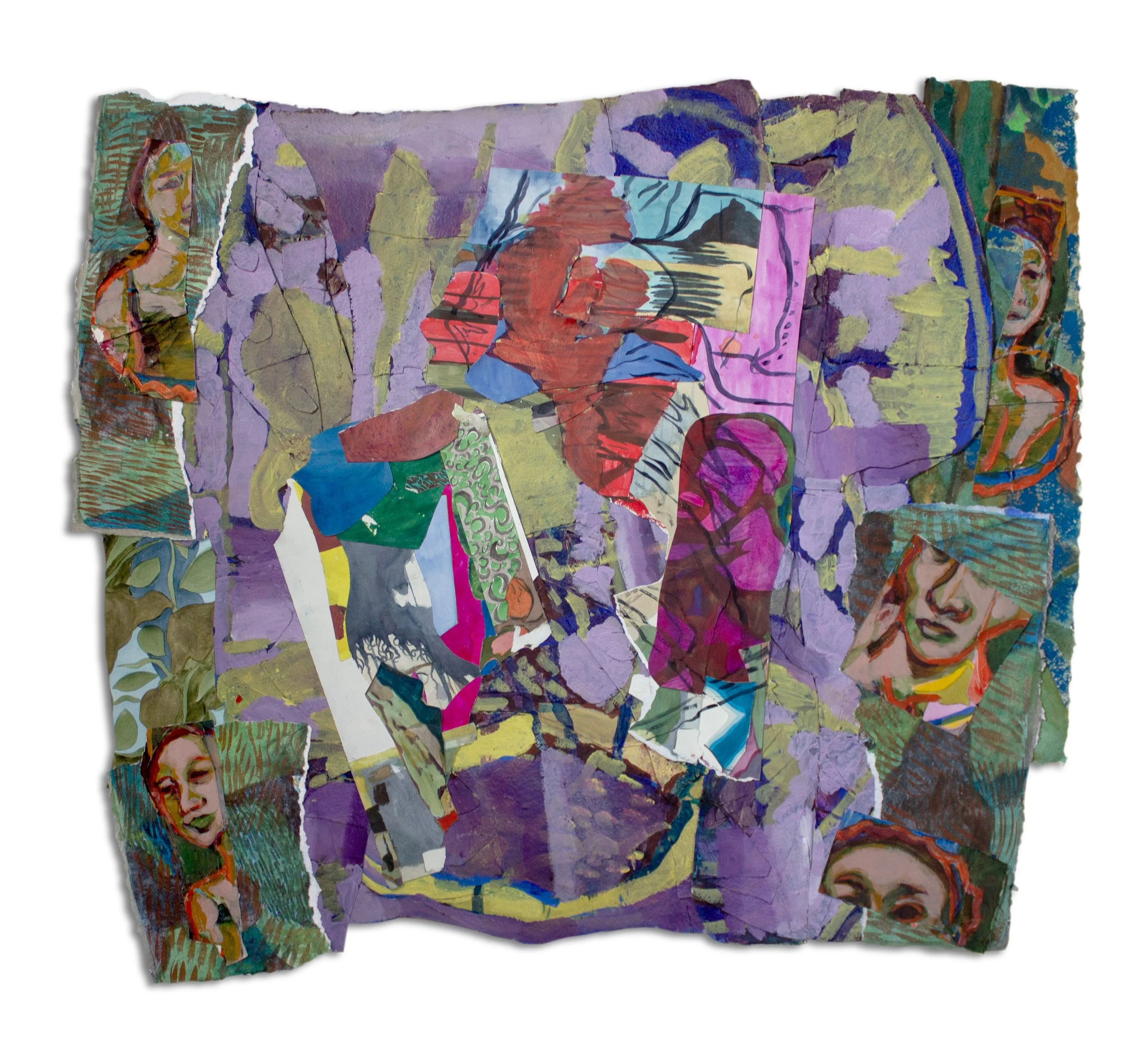 The Edges Remember, 45x37", watercolor, acrylic, and collage on paper.