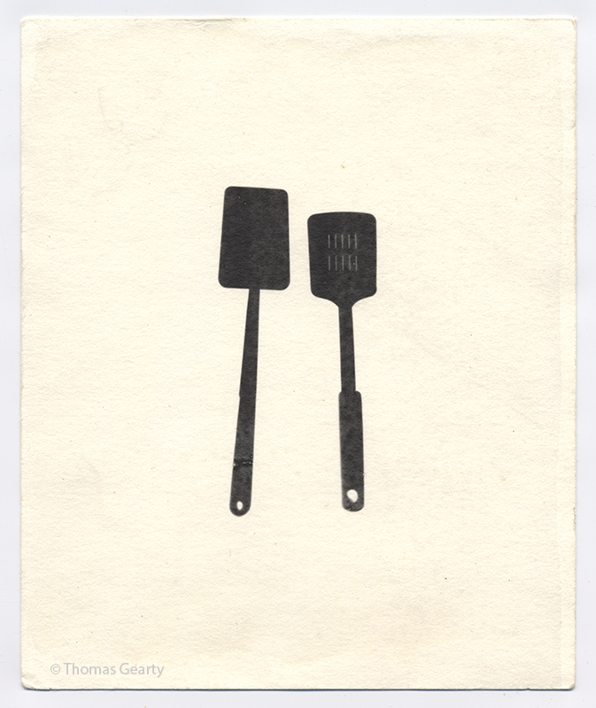  Spatulas, from the series Iconotypes   Unique liquid-emulsion print on watercolor paper.  