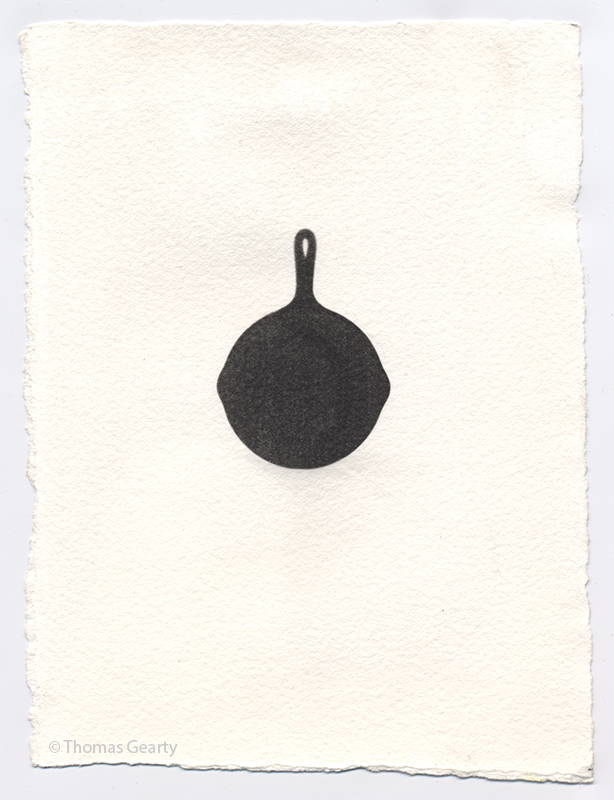  Cast-iron frying pan, from the series Iconotypes   Unique liquid-emulsion print on watercolor paper  