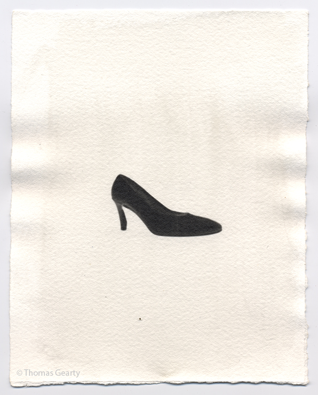  High-heel shoe, from the series Iconotypes   Unique liquid-emulsion print on watercolor paper  