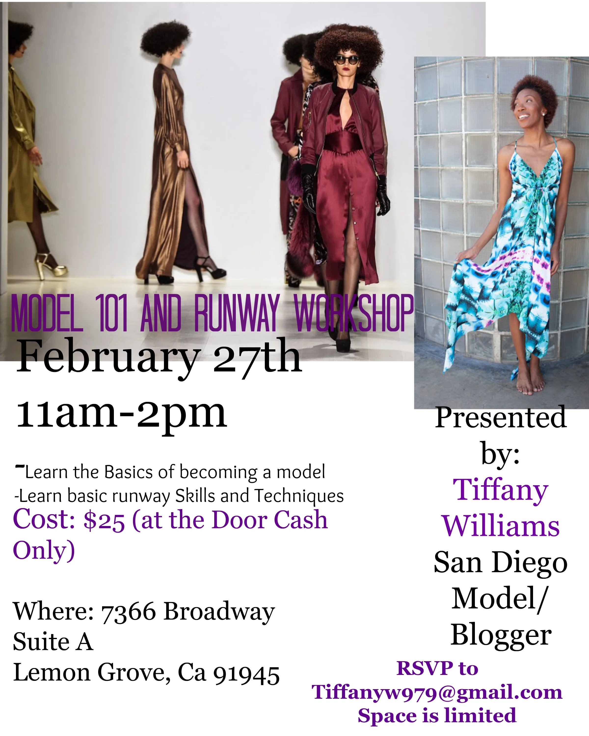 Model 101 and Runway Workshop February 27th