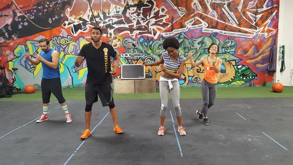I was in a fitness Video this Summer for One Fit Jam, and in between takes while the camera people were getting the shot together we danced around and sang random songs!!! We were all so tired! It was a 2 day shoot... Super long hours, and we had to stay awake and pumped up some how. If the video of bloopers ever comes out I will have to share it.