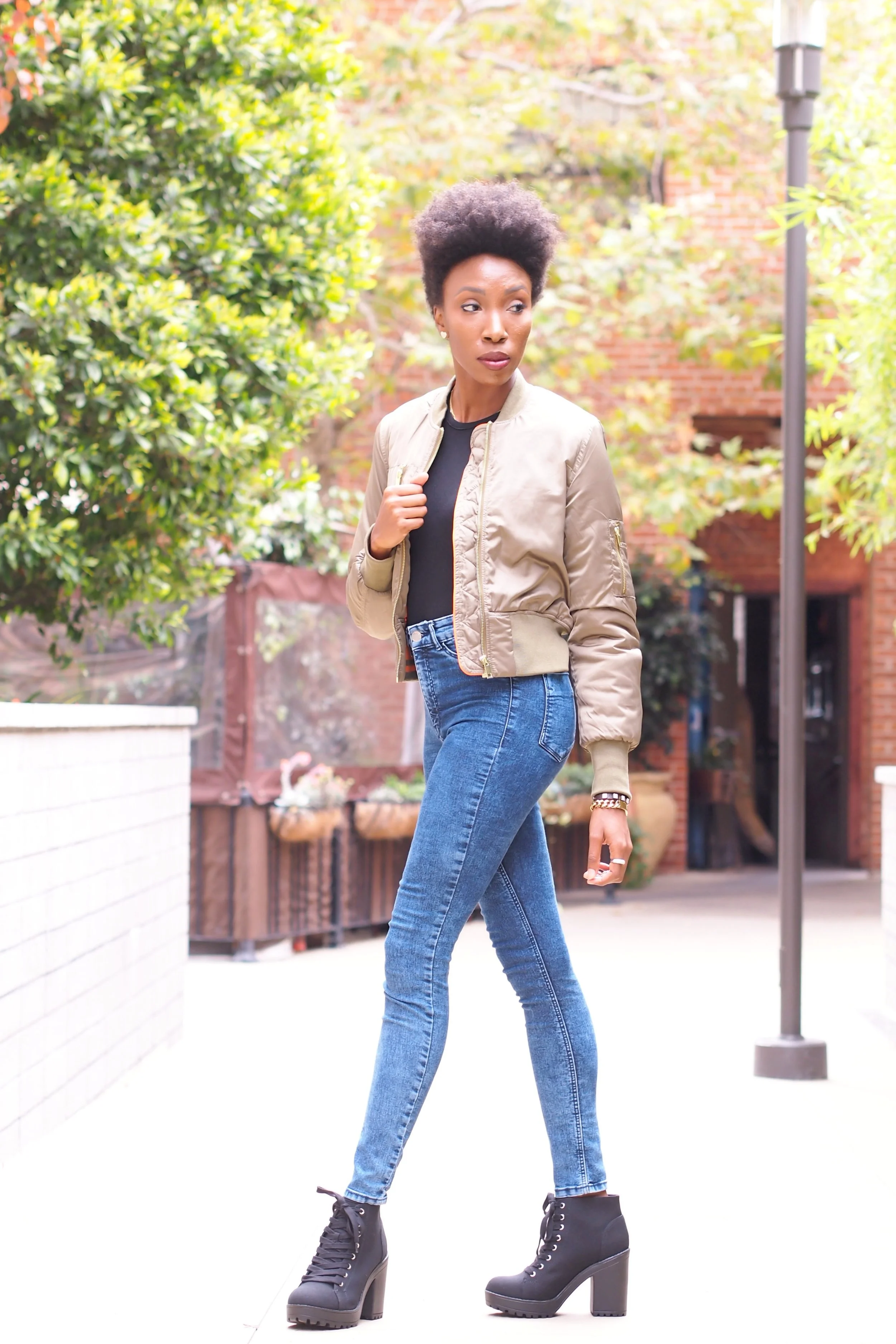 I love this Bomber From H&M, because it is warm and insulated!!! It will definitely keep me warm on those cold nights in the next few months. There are several colors to choose from right now at H&M in this similar style!!