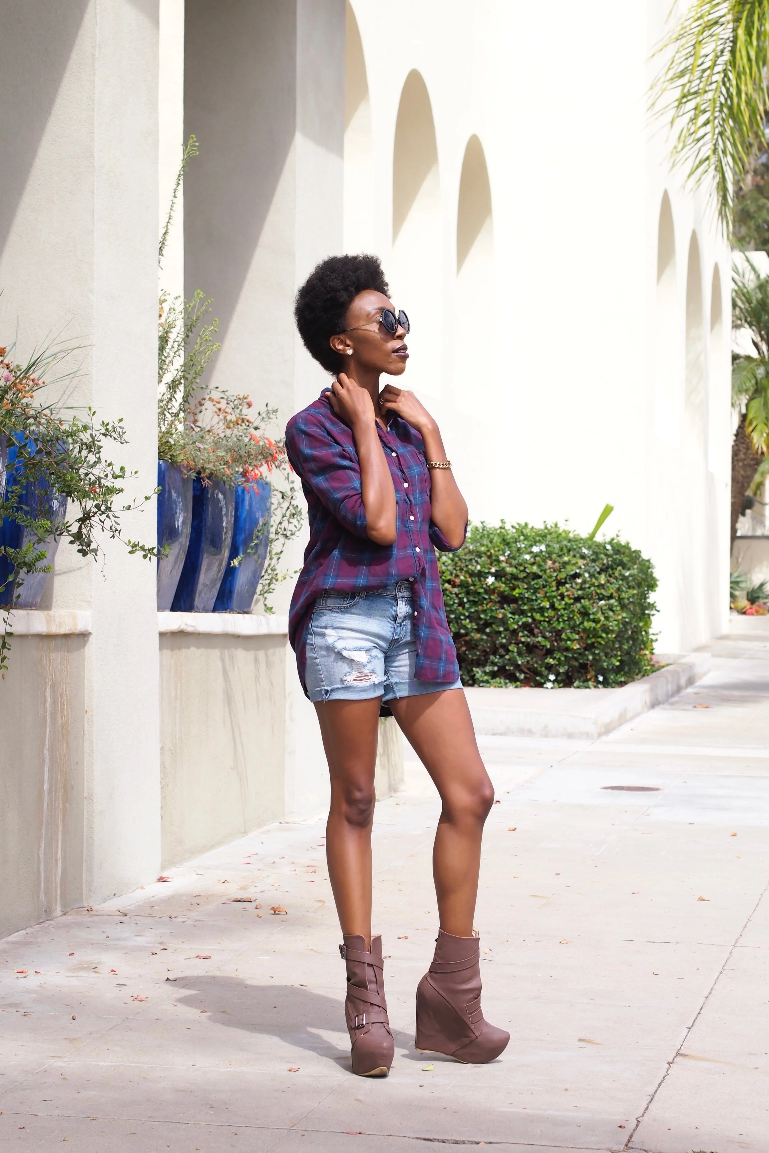 It still gets warm enough from time to time to wear shorts in California, so I thought that this look went perfect together.