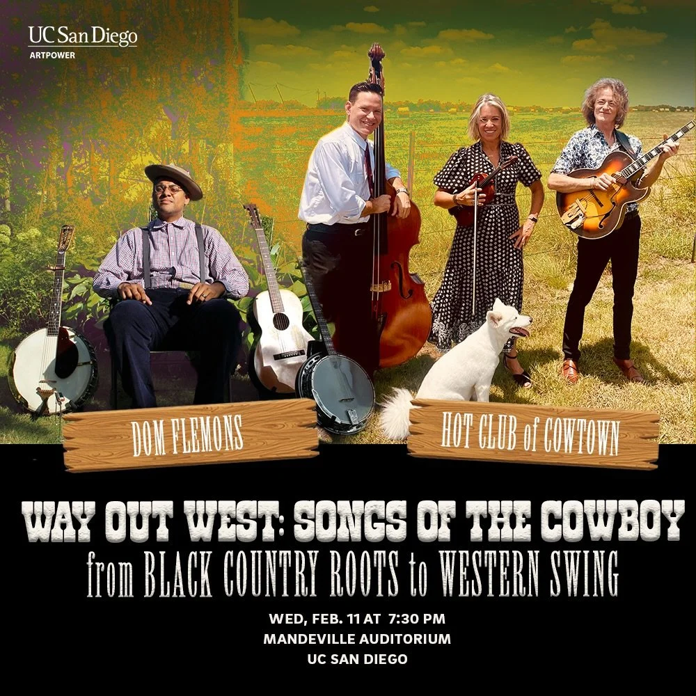 Happy Black History Month!!! @artpoweratucsd is celebrating with some amazing musical performances this month!! 🎉🎉

Up first 🎶
Join Grammy-Award winner and American Songster Dom Flemons and critically acclaimed hot jazz and Western swing trio Hot 