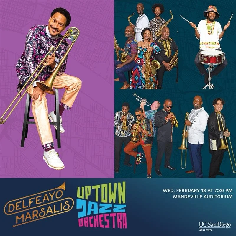 Continuing celebrating Black History Month with music with @artpoweratucsd 🎉🎉

🎶February 18th @ 7:30pm
Join Grammy Award winner Delfeayo Marsalis and the Uptown Jazz Orchestra for an evening of nonstop fun celebrating the joy and soul of New Orlea