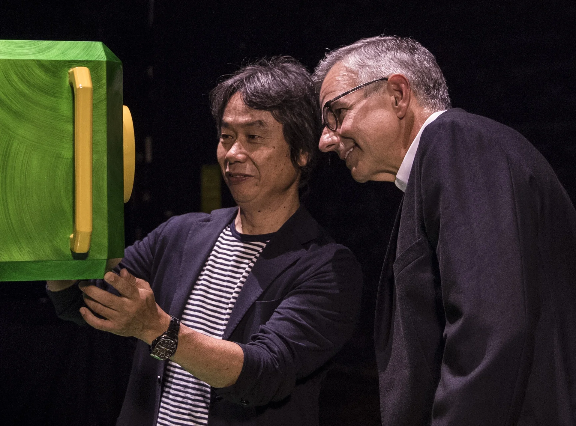Miyamoto and Universal executive Mark Woodbury. Image: Universal