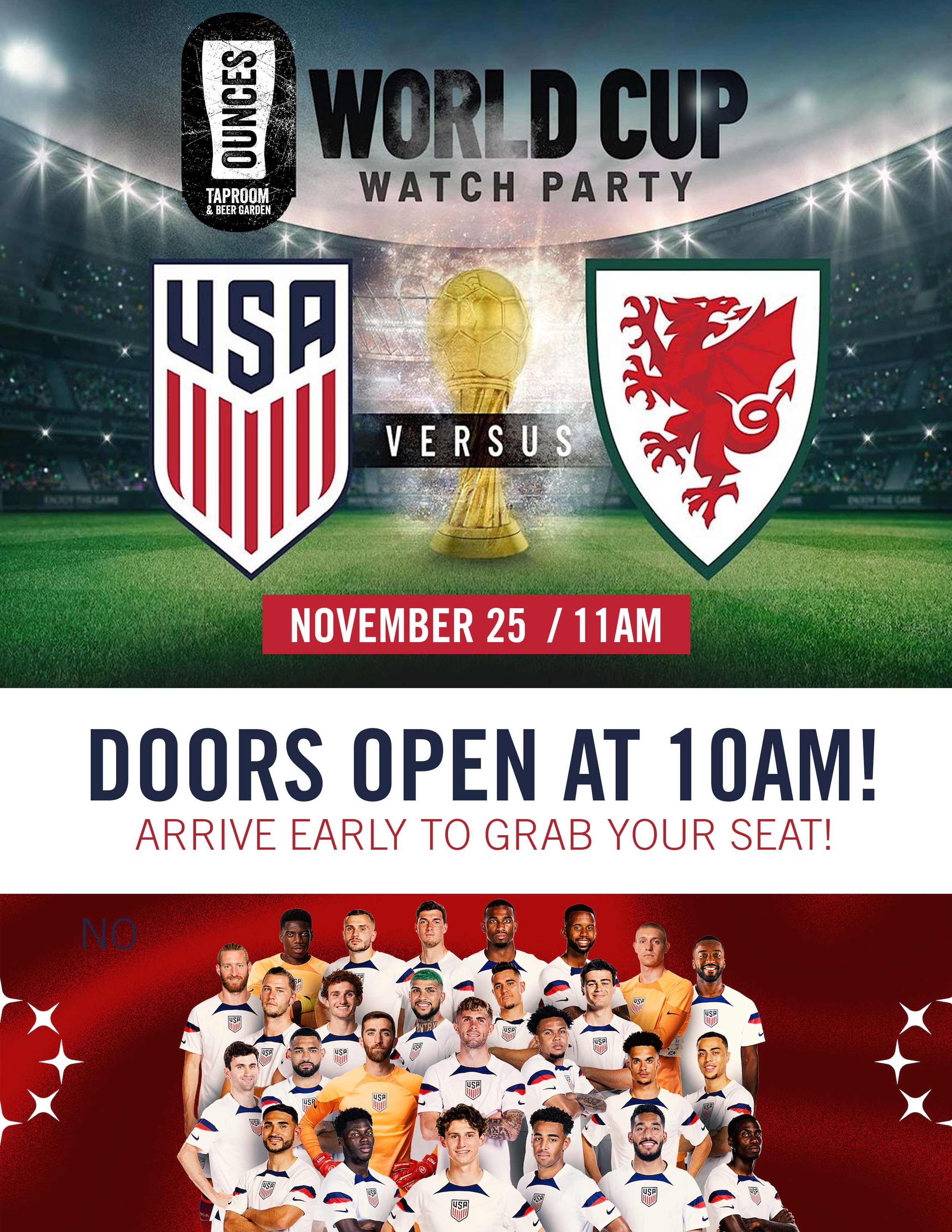 USA vs England World Cup Watch Party! — Ounces Taproom and Beer Garden