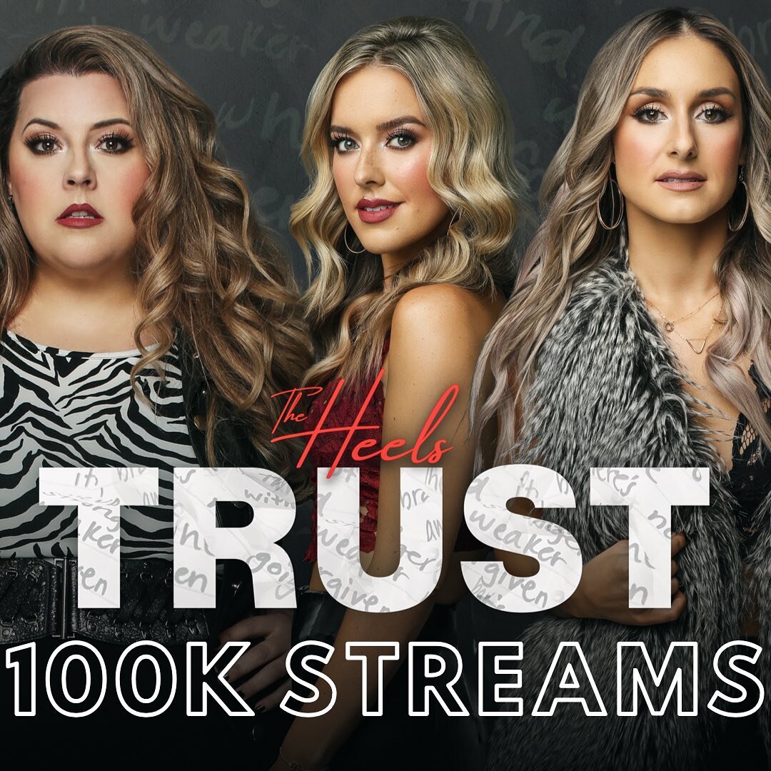 Over 100k streams for &ldquo;Trust&rdquo; in one month! Thank-you! And over 75,000 monthly listeners on Spotify! What?! Wow! Thank you! We are overjoyed! @zykmarketing 
.
.
.
#trust #theheels #newmusic #100k #100kstreams #countrymusic #country #nashv