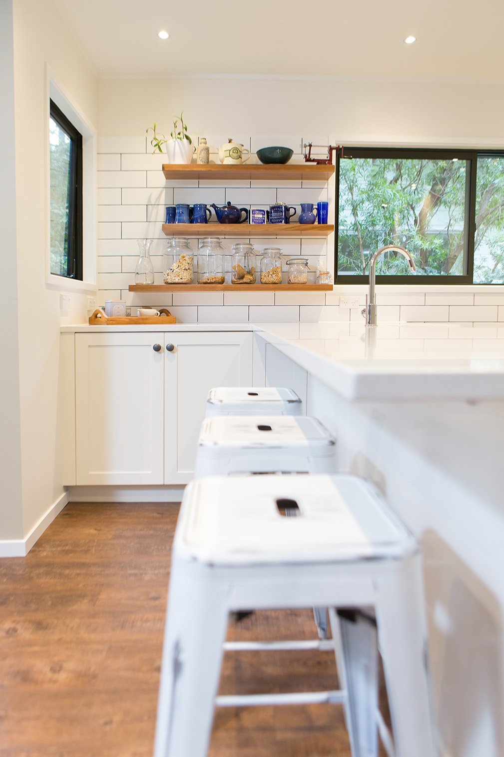 Classic White Kitchen Design NZ - breakfast bar