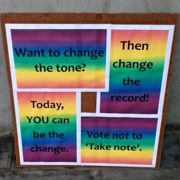  A placard from the protest outside the Church of England’s General Synod against the House of Bishops’ Report on Marriage and Sexuality. 