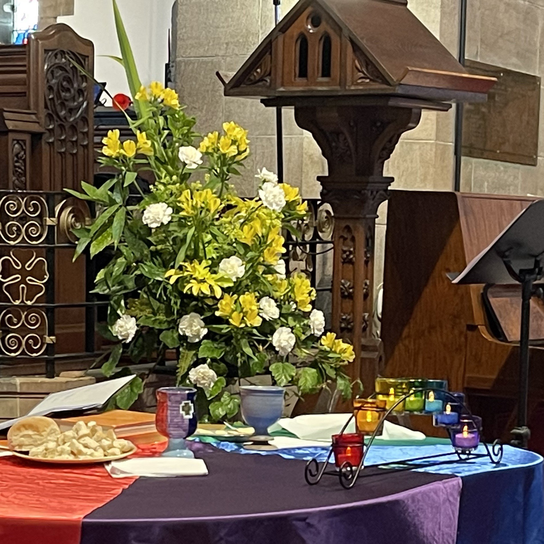  The open table for our communion service led by OTN Patrons Revd Dr John Bradbury and Revd Dr Rachel Mann 