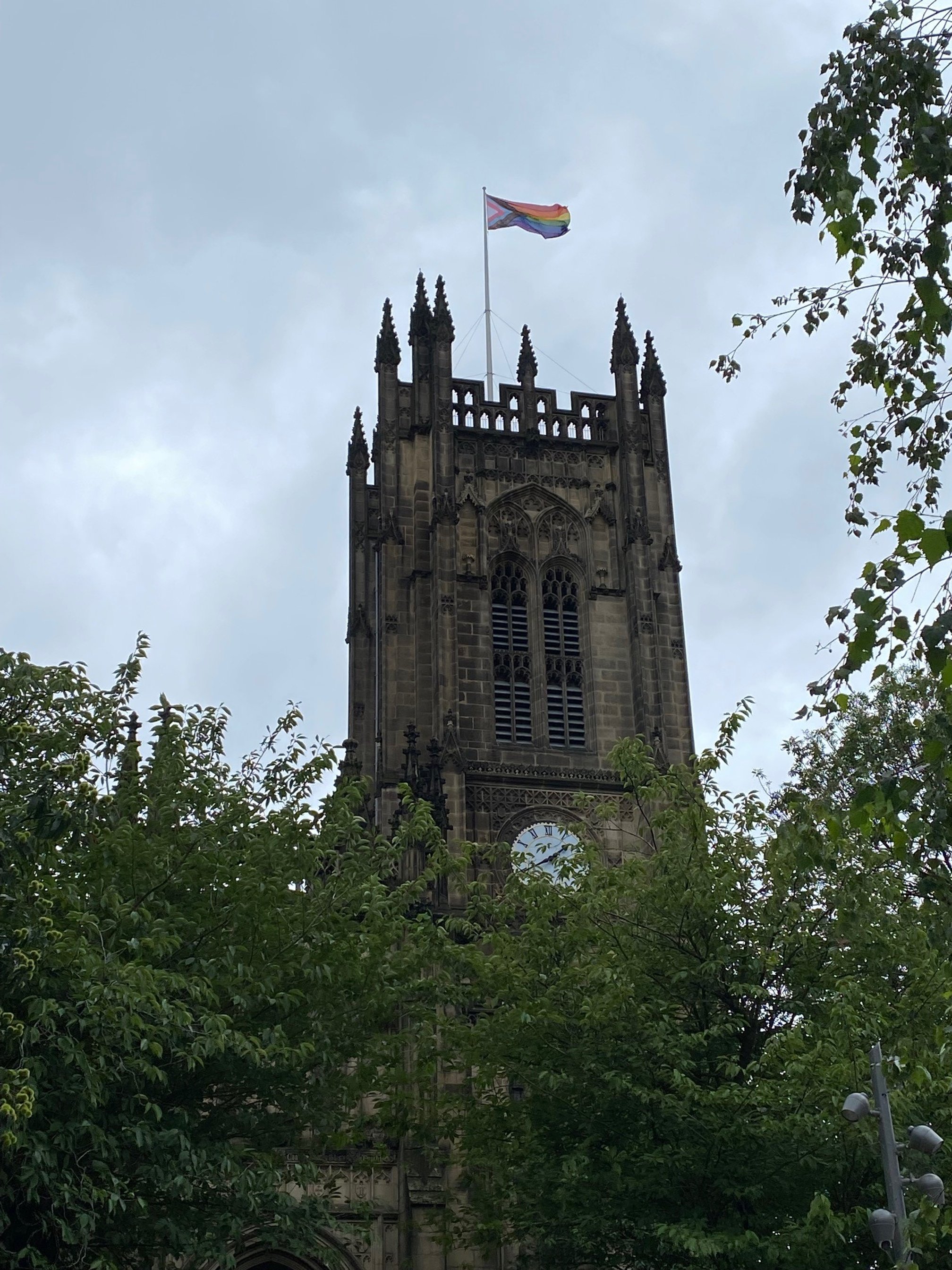  Manchester Cathedral with the Pride Progress flag flying on the roof fly it during Pride weekend last month. 