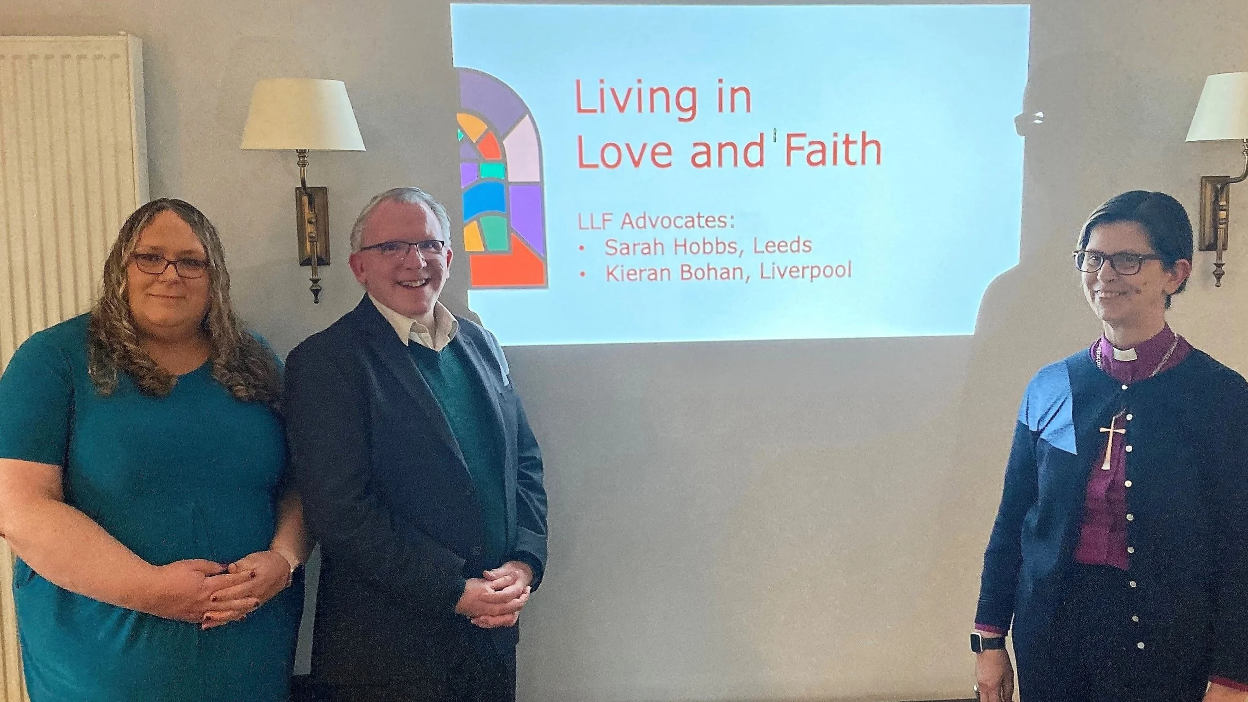  OTN Co-Chair Sarah Hobbs & Coordinator Kieran Bohan with Bishop of Derby Libby Lane in their roles as Advocates for the Church of England’s   Living In Love & Faith   process on identity, sexuality, relationships and marriage. 