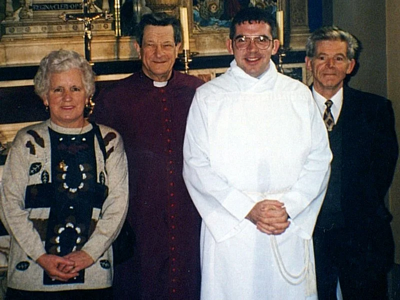 OTN Coordinator Kieran Bohan got half-way through training to be a Roman Catholic priest in his twenties. He is pictured with his parents and one of the bishops responsible for the area for which he was training.