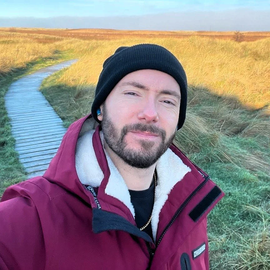  Craig Bailey on a path in the countryside. 
