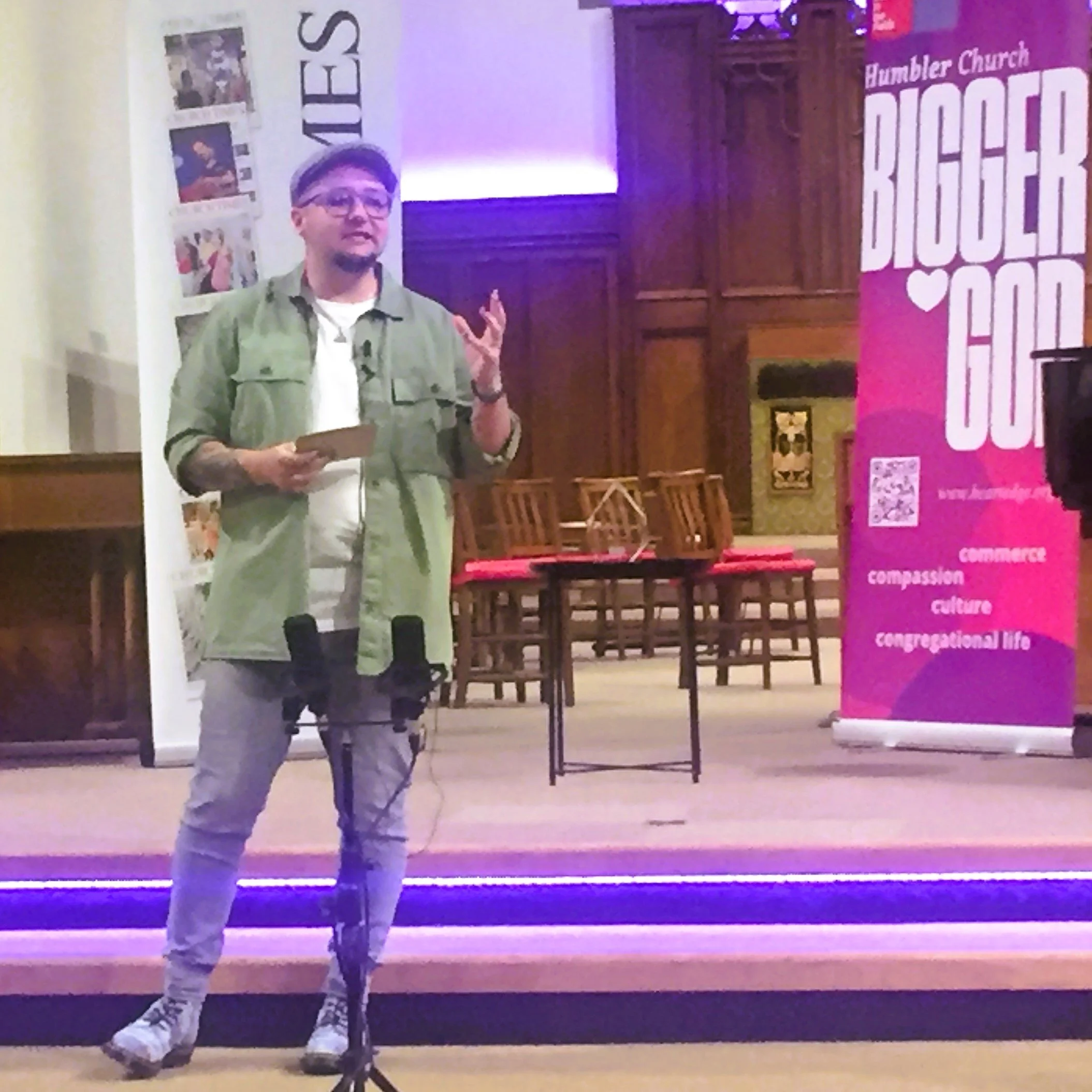  Alex presenting their ten-minute reflection on a theology of the body. 