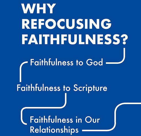 A graphic outlining the themes of the course from the Refocusing Faithfulness Instagram profile .