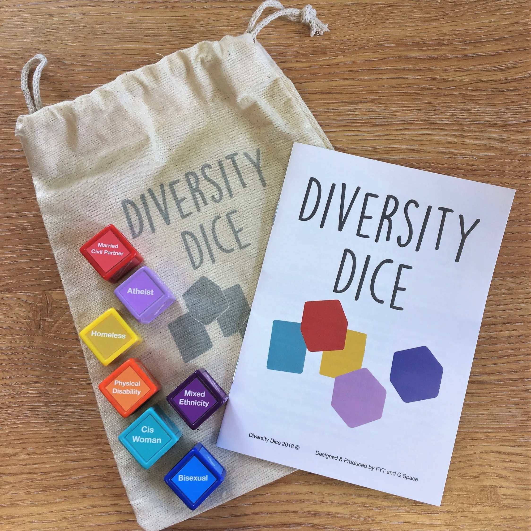  The Diversity Dice, designed & produced by  Frontier Youth Trust  &  Q Space .   Read more about how they developed  here .  We have a limited stock of Diversity Dice available for sale in our online shop, at the special price of £15 each.  Buy securely online here . 