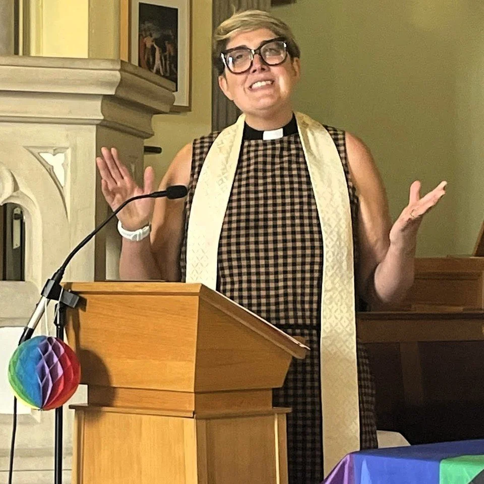  Revd Ruth Greenaway-Robbins preaching at Open Table East Cardiff’s second birthday communion service. 