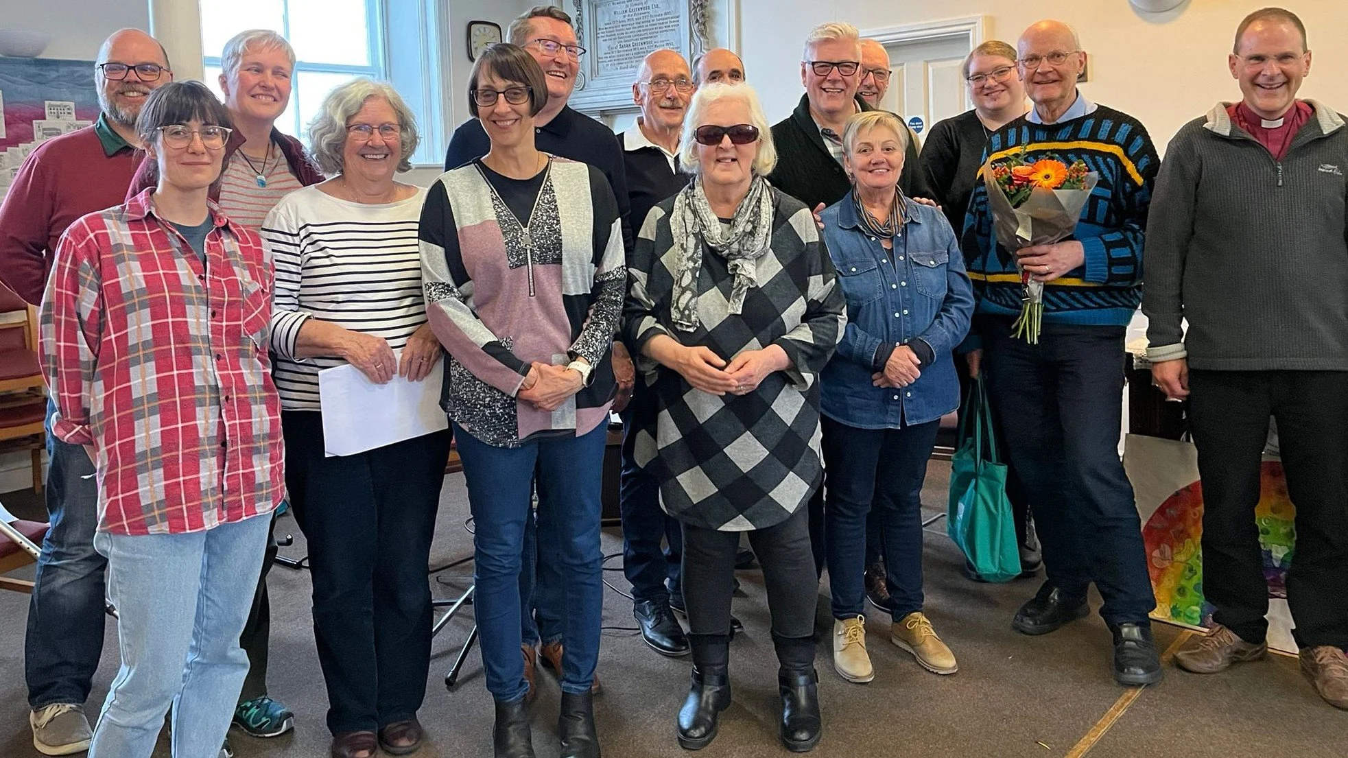  Members of the Open Table community and friends at West Lane Baptist Centre in Haworth who came together to reflect on how the Bible can hold a message of love and hope for LGBTQIA+ Christians. Bishop of Bradford Right Revd Toby Howarth (right) joined and celebrated communion to close the day. 