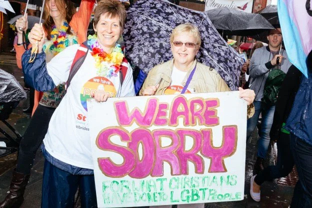   Allies from St Bride’s Church, Liverpool marched with us and apologised for what some Christians have done to the LGBT community. PHOTO: Pete Carr  