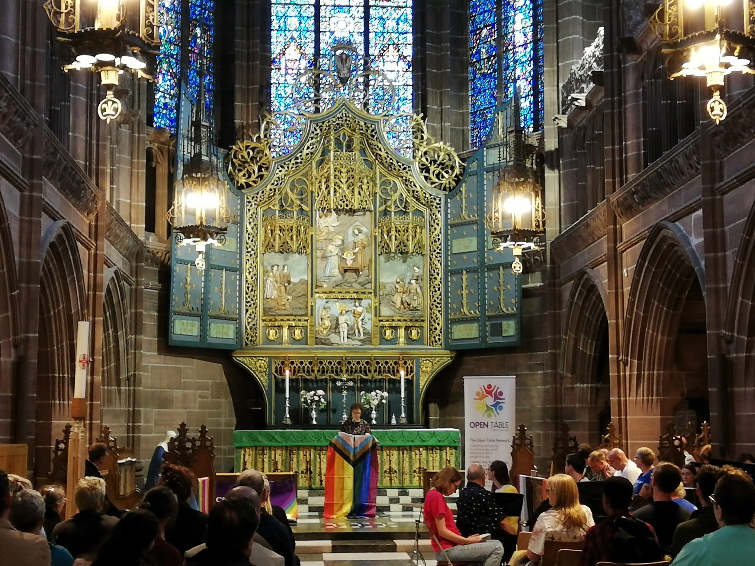  Jen Williams, Verger at Liverpool Cathedral and founder of Open Table Sefton, sharing her reflection in the Lady Chapel.  PHOTO by Kieran Bohan.  Click on the image to view in full screen. 