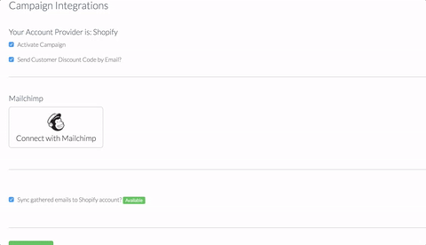 1. Tell Gather you wish to connect to Mailchimp, with a click of a button.