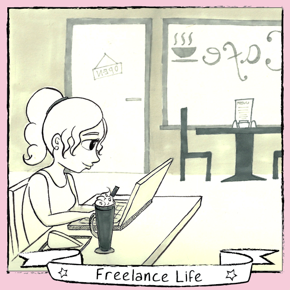 inktober Day 18 - Working from a cafe all day