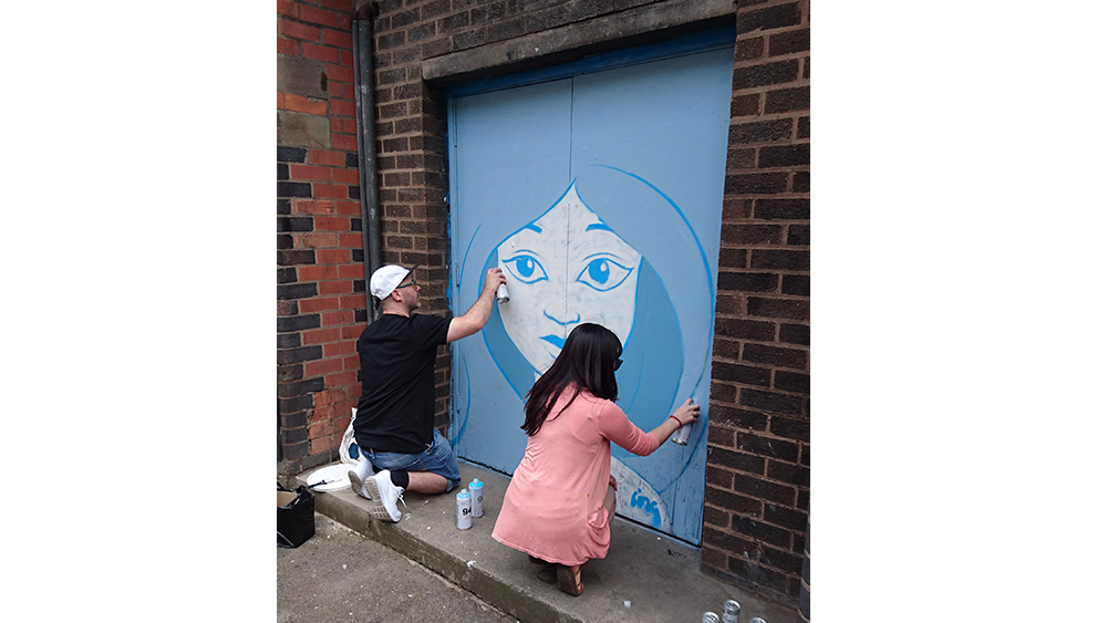 Painting on St James Street, Leicester