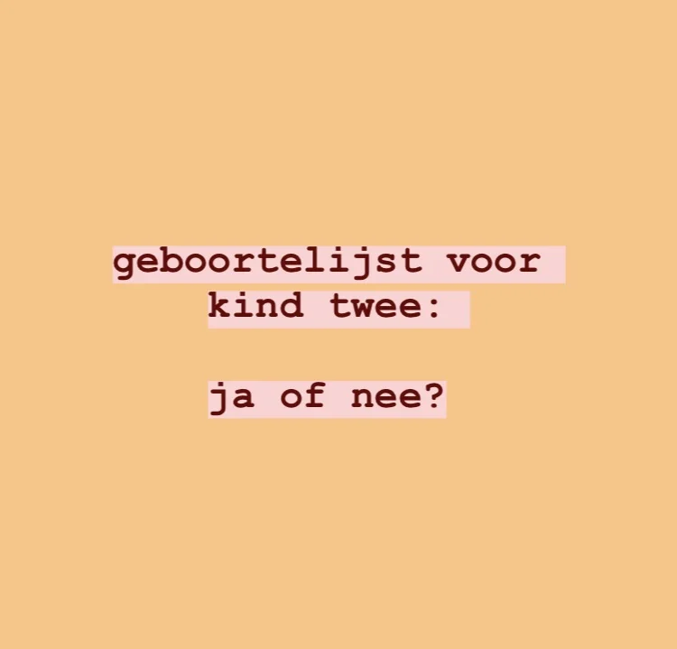 GEBOORTELIJST VOOR DAT TWEEDE KIND