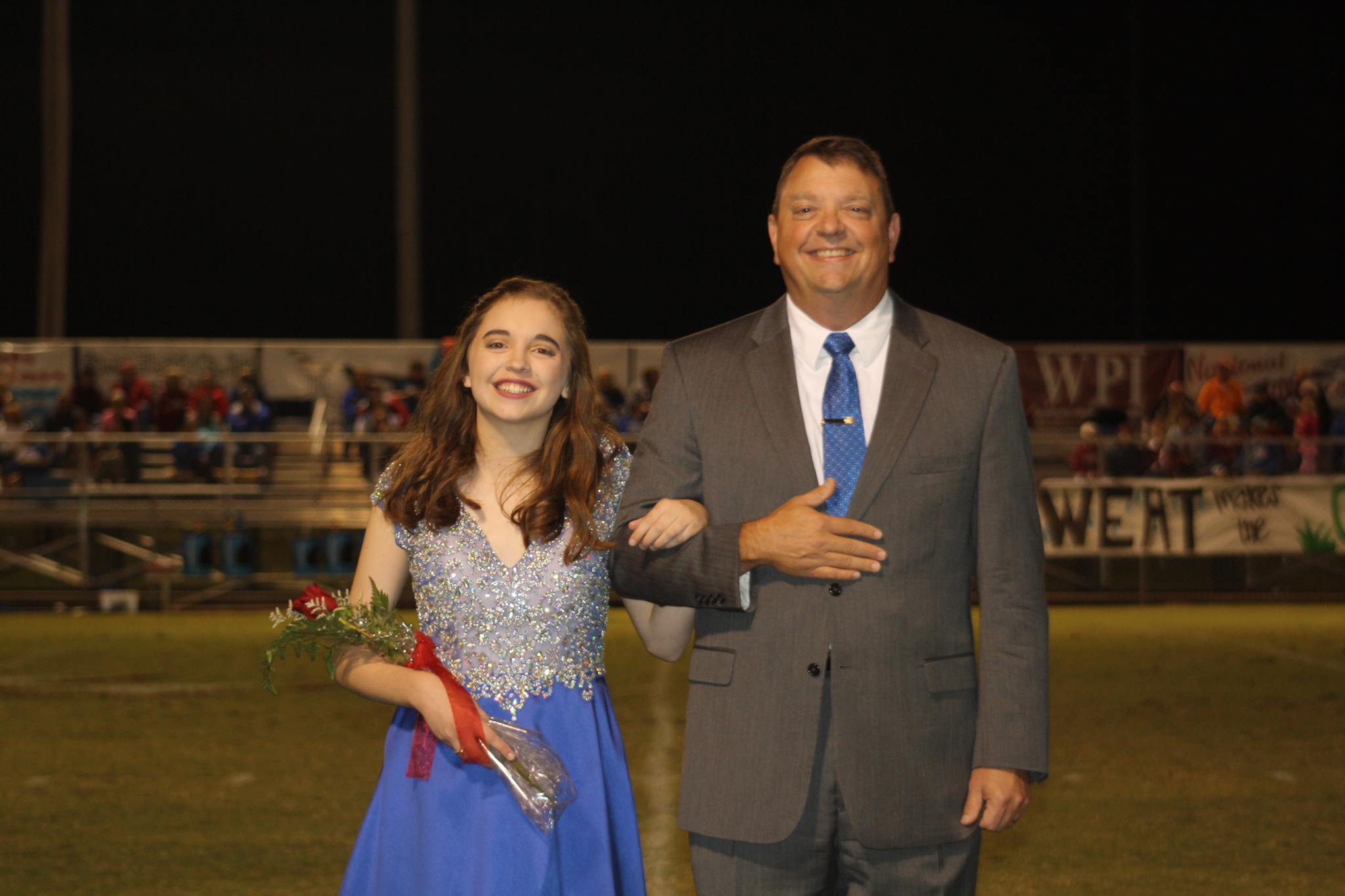Maggie Storie with her father, Reverend James Storie. Maggie was on the 2016 homecoming court for Shoals Christian school in Florence. Congratulations Maggie!!