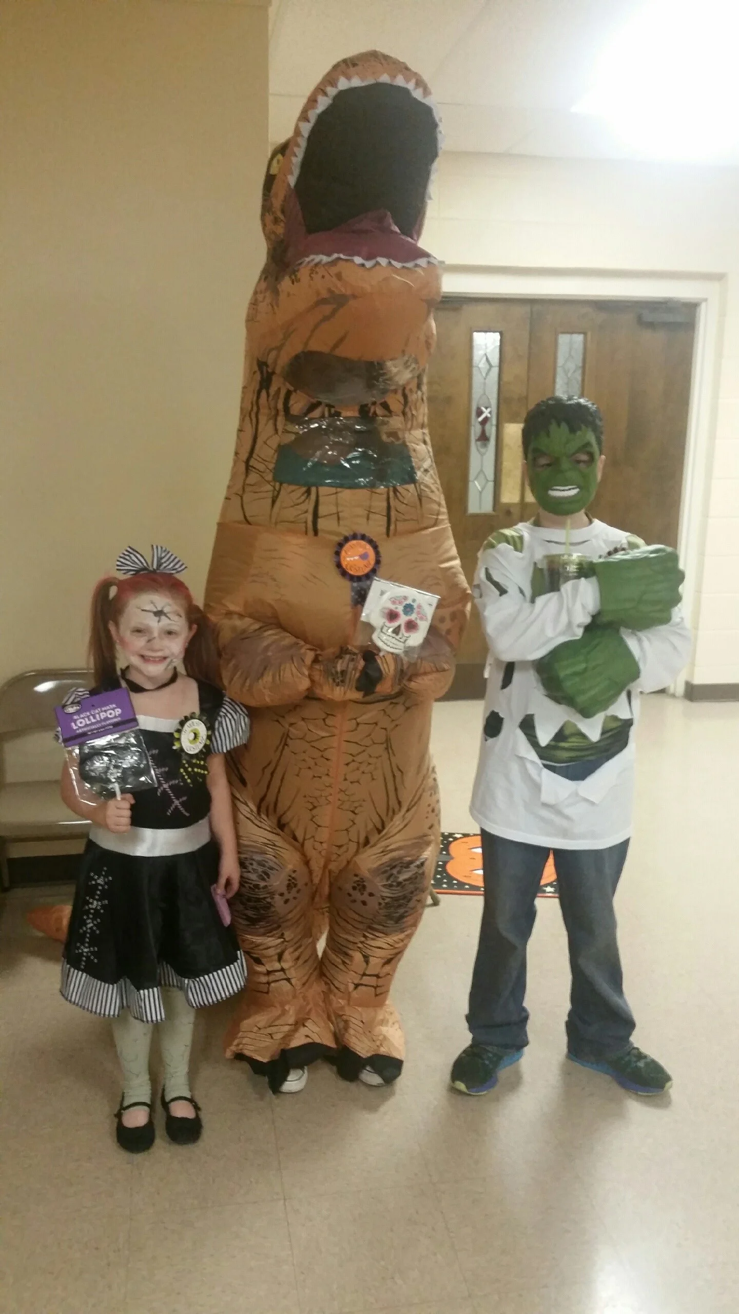 Winners of our costume contest: Carley Grace won scariest costume, Kathryn was funniest costume, and Logan was best costume. Everyone looked great!!