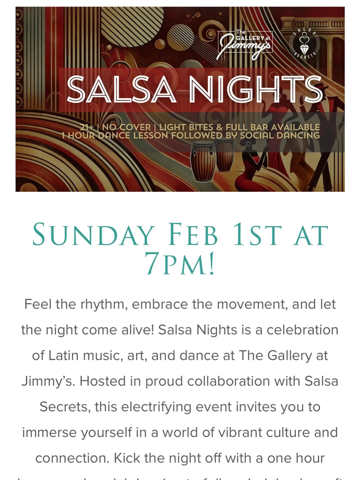 It&rsquo;s Tonight! Latin Night at Jimmy&rsquo;s Jazz &amp; Blues. We would love to have you. It&rsquo;s FREE! 7pm! 💃🕺 #salsasecretsnh @jimmysjazzblues #portsmouthnh