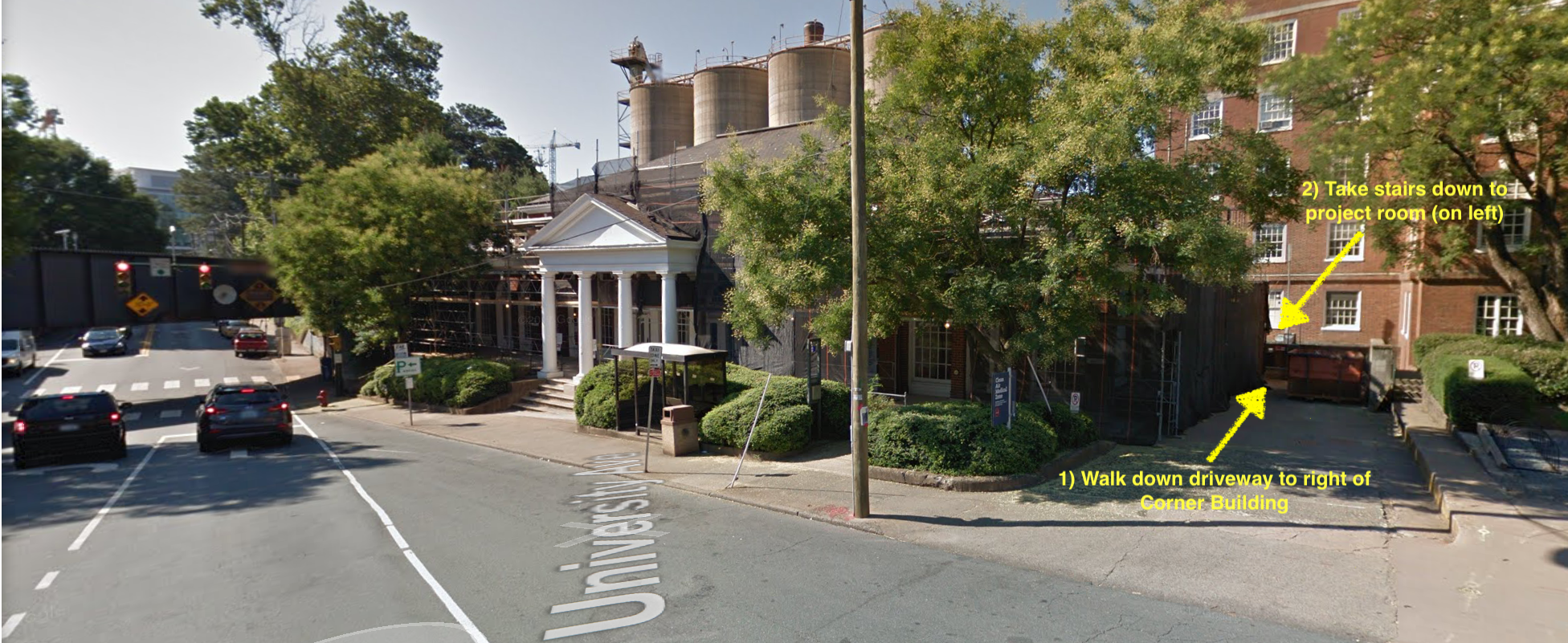 You can also reach the Medical Design Program space by walking down the driveway to the right of 1400 university from the Corner (street side) and taking stairs down to back side of the building. Door is 2nd door on the left at base of the stairs.