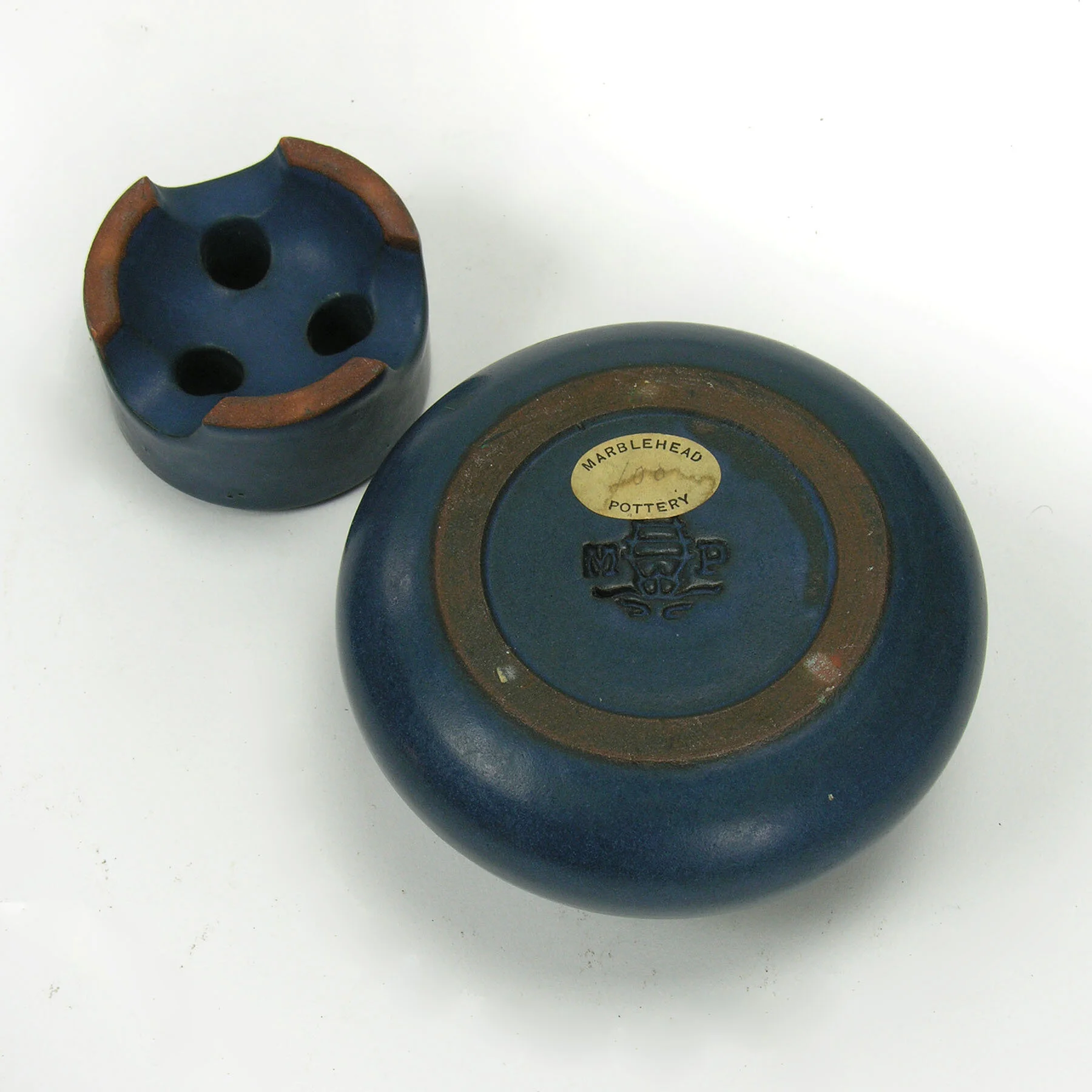 A Blue Marblehead Pottery Vase A Blue Marblehead Pottery Vase
