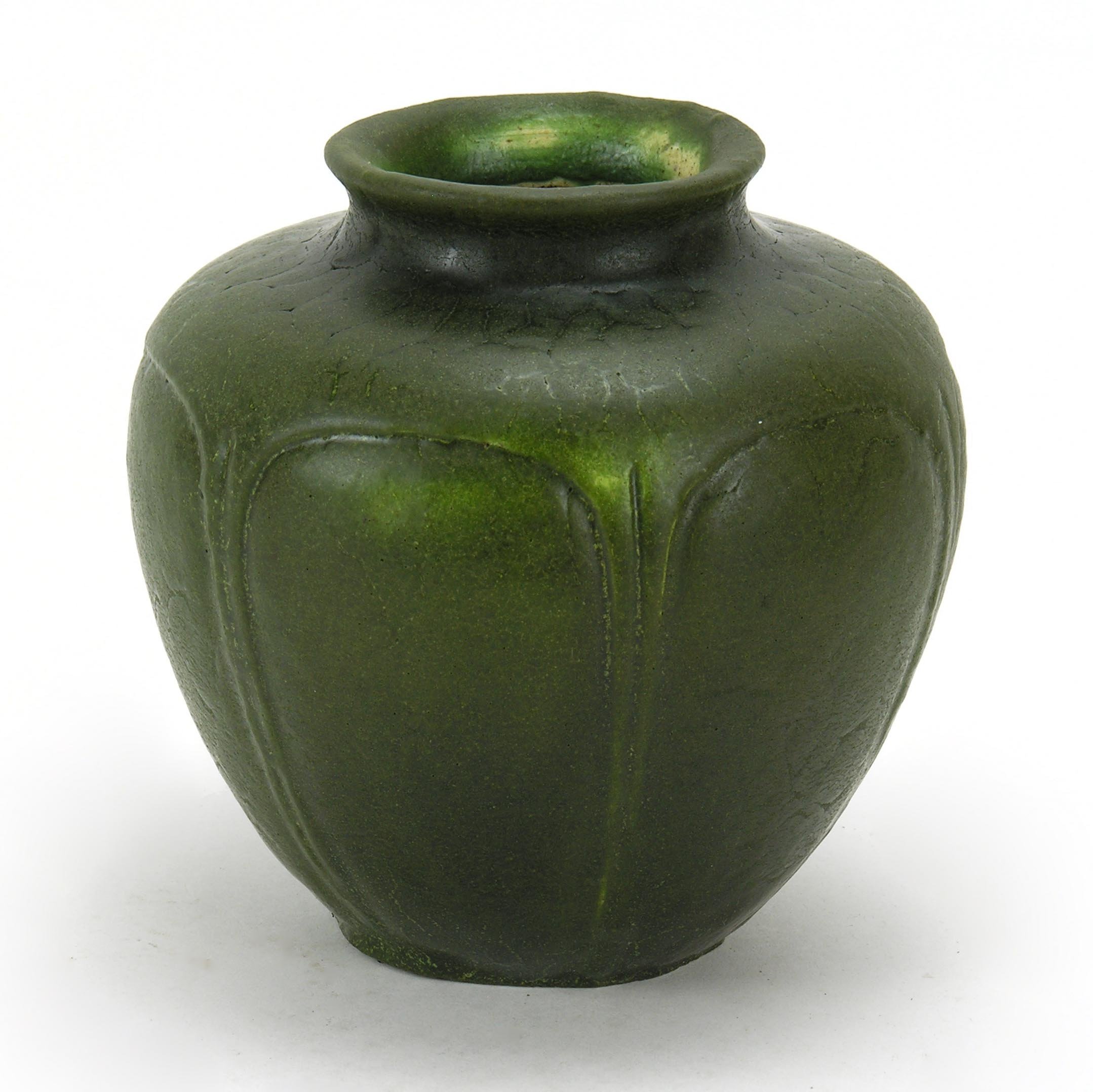 Grueby-Pottery-spherical-panelled-leaf-vase-4-25in-C.jpg