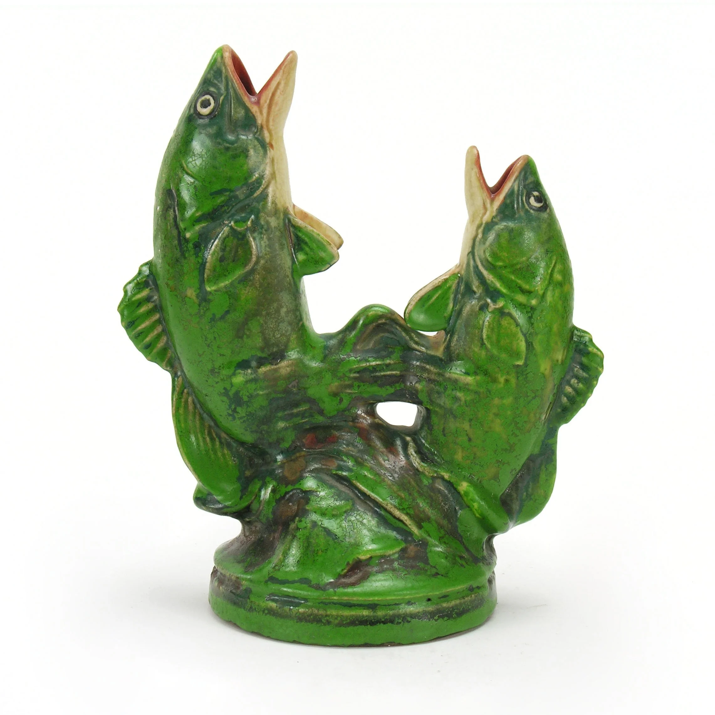 Weller-Pottery-Coppertone-double-fish-8in-centerpiece-A.jpg